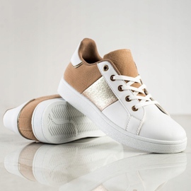 SHELOVET Baskets lacées à la mode blanche brun multicolore 1