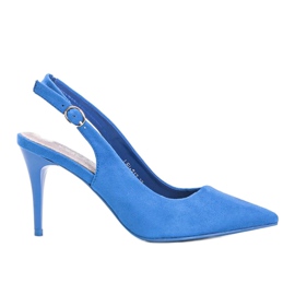 Escarpins en daim écologique bleu sur ceinture Donna 1