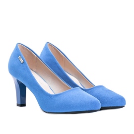 Escarpins bleus sur un talon aiguille Calista 1