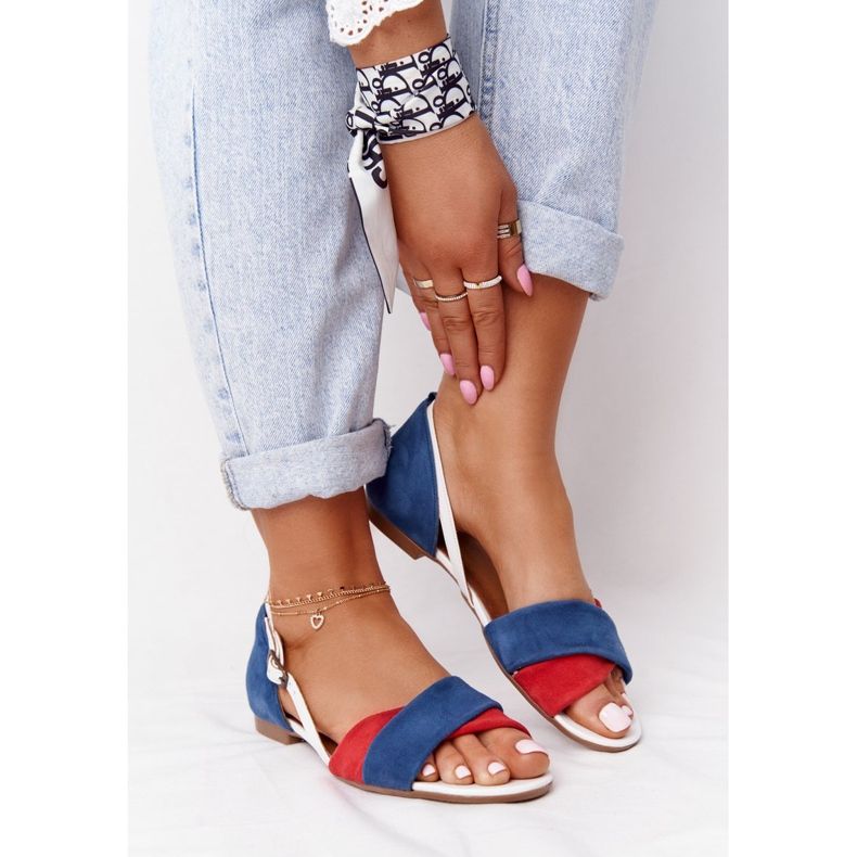 Sandales Cuir Maciejka 04614-17 Bleu Marine-Rouge 1