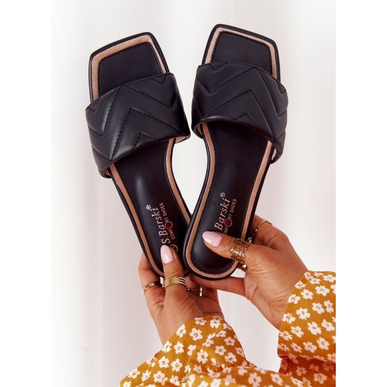 Chaussons en cuir matelassé S.Barski 331-42 Noir 2