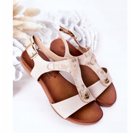 S.Barski Sandales pour enfants S. Bararski Comfort Zlote blanc argent doré 2