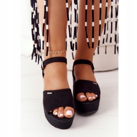 Sandales noires sur un coin avec une tresse Big Star FF274750 1