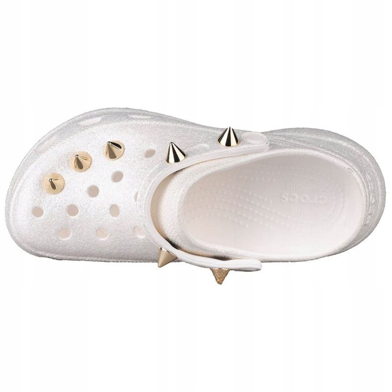 Crocs Classic Bae Glitter Stud Clog W 206783-100 blanche d'or 2