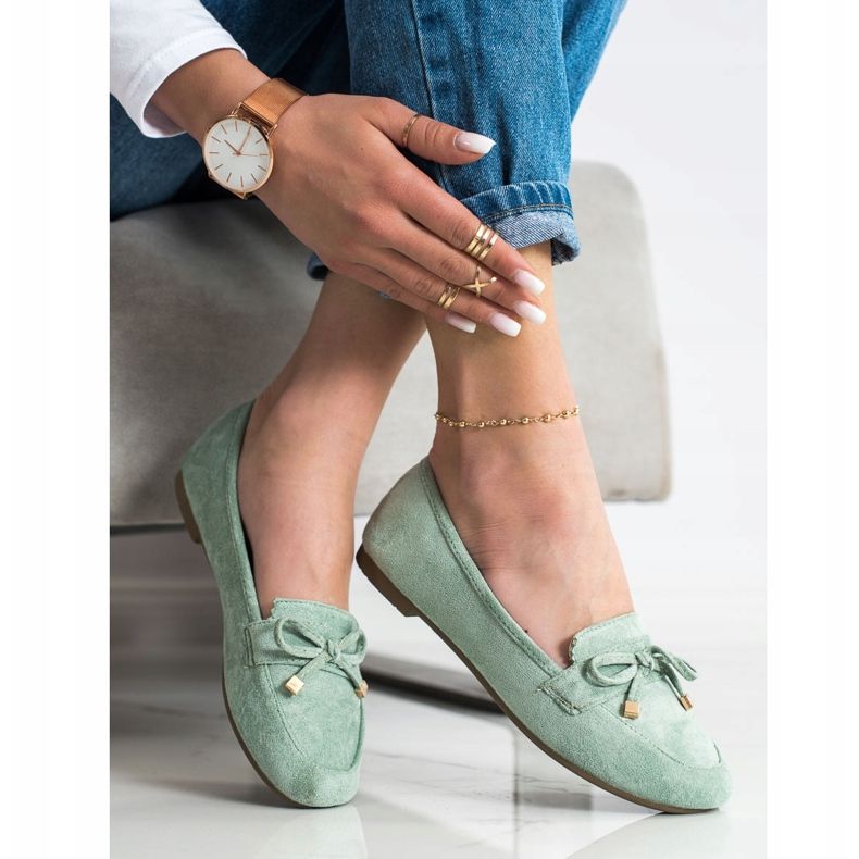 Anesia Paris Mocassins Avec Un Noeud vert 2
