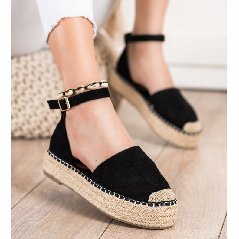 SHELOVET Espadrilles Avec Boucle noir 2