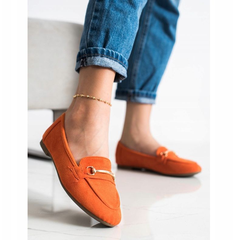 Anesia Paris Mocassins en daim élégants orange 2
