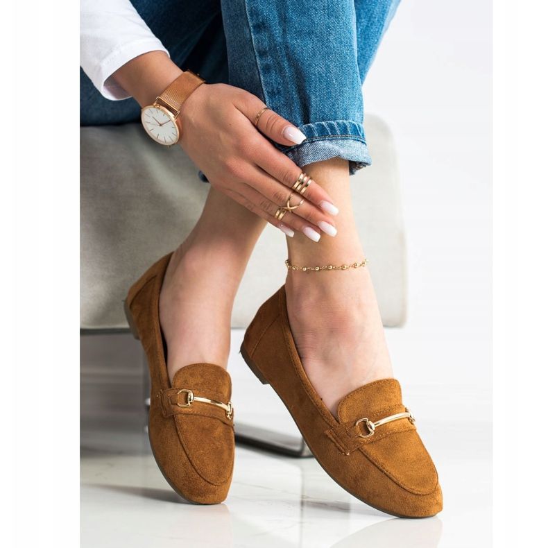 Anesia Paris Mocassins en daim élégants brun 2