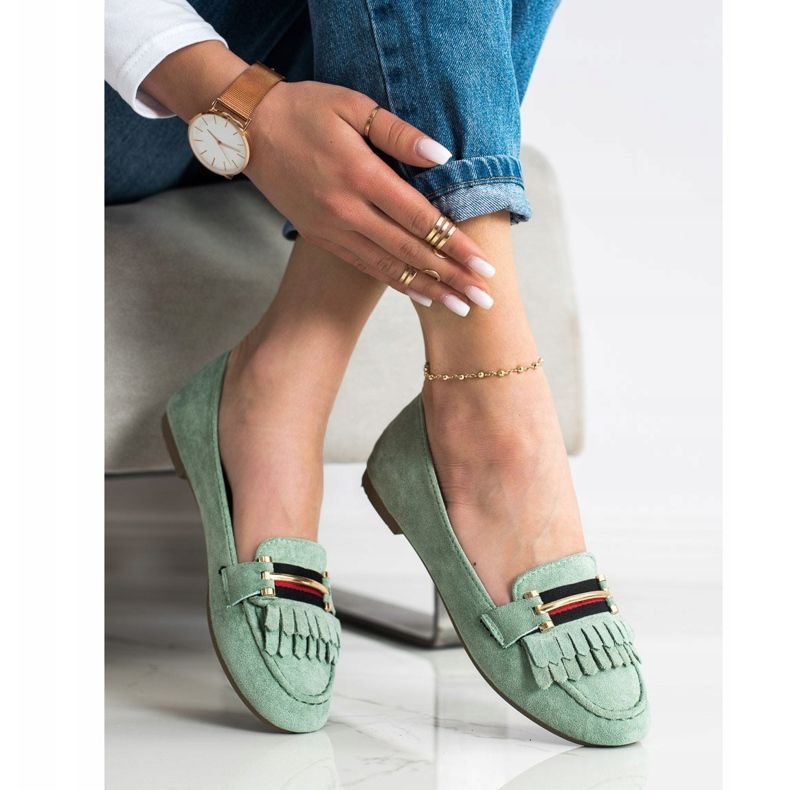 Anesia Paris Mocassins élégants vert 2