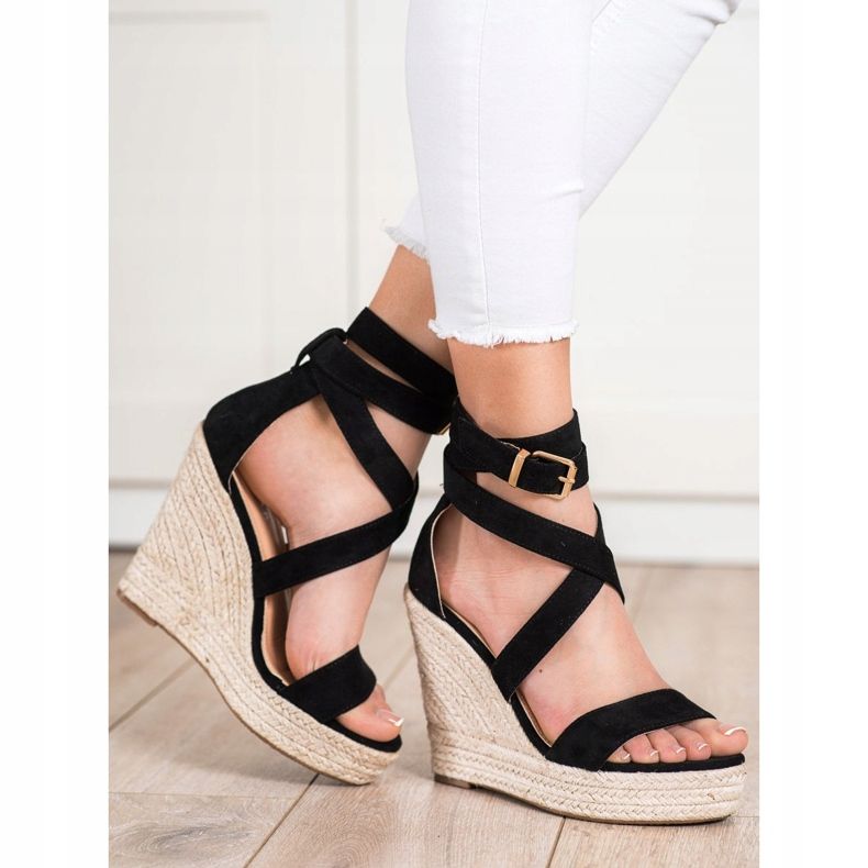 SHELOVET Espadrilles Sandales Avec Boucle le noir 1 SHELOVET Espadrilles Sandales Avec Boucle le noir 1