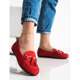 Queentina Mocassins en daim à la mode rouge 2