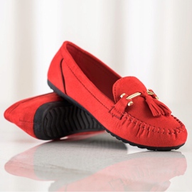 Queentina Mocassins en daim à la mode rouge 1