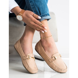 SHELOVET Mocassins en daim beige 3