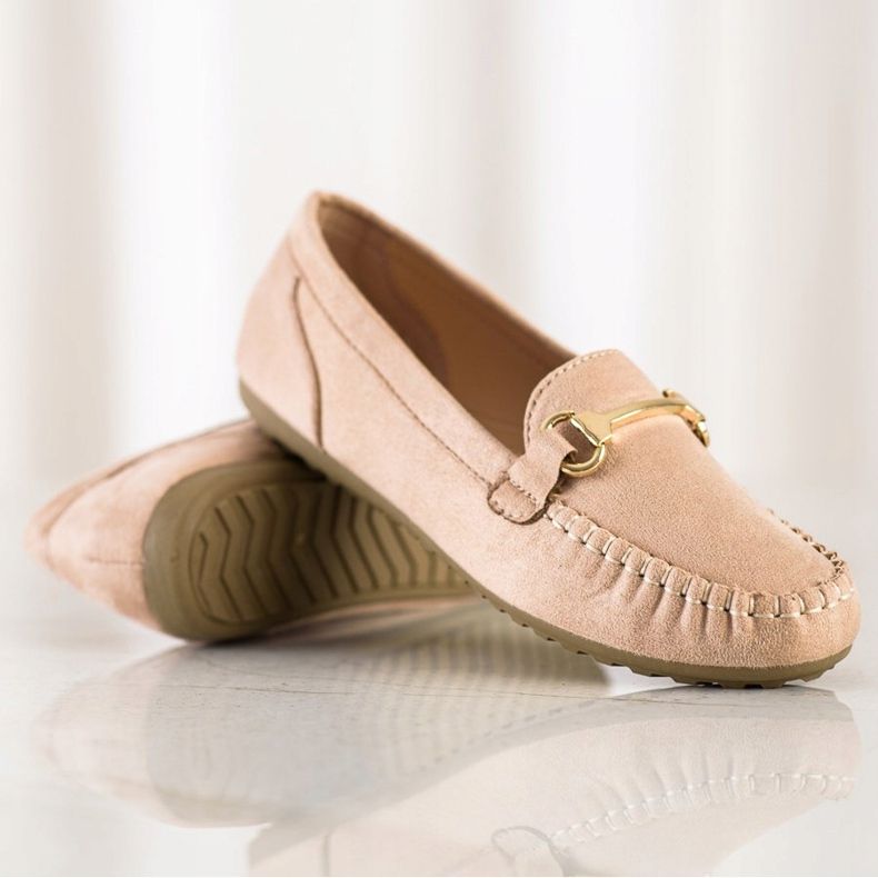 SHELOVET Mocassins en daim beige 1