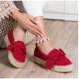 SHELOVET Espadrilles Rouges Avec Noeud 1