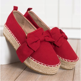 SHELOVET Espadrilles Rouges Avec Noeud 2