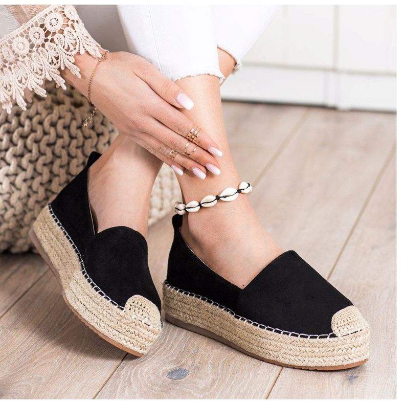 SHELOVET Espadrilles En Daim Sur La Plateforme le noir 1