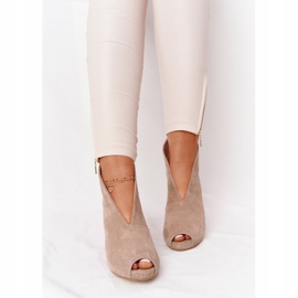 Exquisite Bottines En Daim Sur Un Poteau Avec Une Coupe Exquise 1243 Beige 5