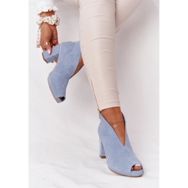 Exquisite Bottines En Daim Sur Un Poteau Avec Une Coupe Exquise 1243 Bleu 5