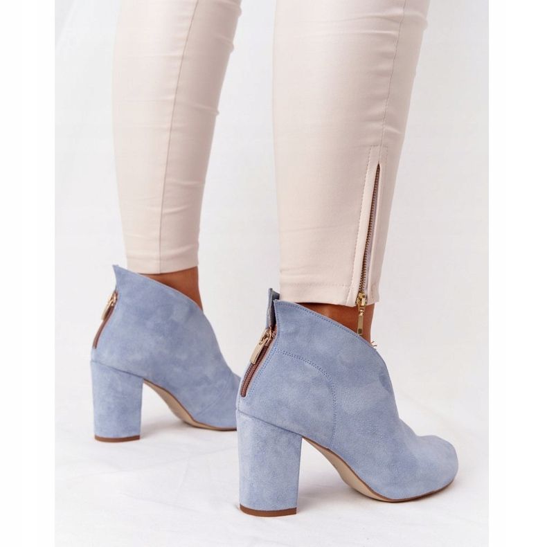 Exquisite Bottines En Daim Sur Un Poteau Avec Une Coupe Exquise 1243 Bleu 1