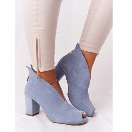 Exquisite Bottines En Daim Sur Un Poteau Avec Une Coupe Exquise 1243 Bleu 3