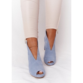 Exquisite Bottines En Daim Sur Un Poteau Avec Une Coupe Exquise 1243 Bleu 4
