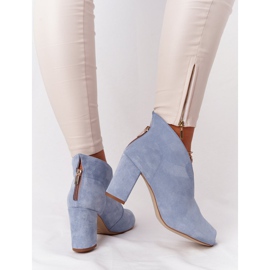 Exquisite Bottines En Daim Sur Un Poteau Avec Une Coupe Exquise 1243 Bleu 6