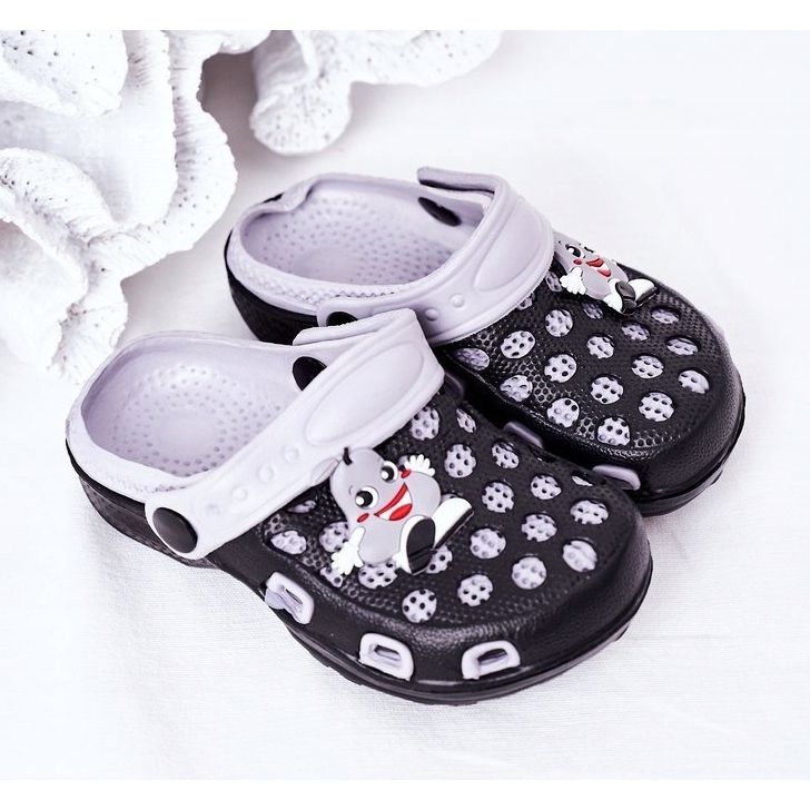 Chaussons Mousse Enfant Kroks Noir-Gris Jupiter 1