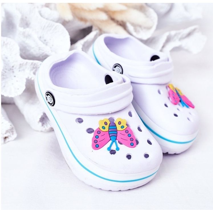 Pantoufles en mousse pour enfants Kroks White Lazy Day blanc multicolore 2