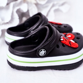 Pantoufles en mousse pour enfants Kroks Black Lazy Day noir multicolore 1