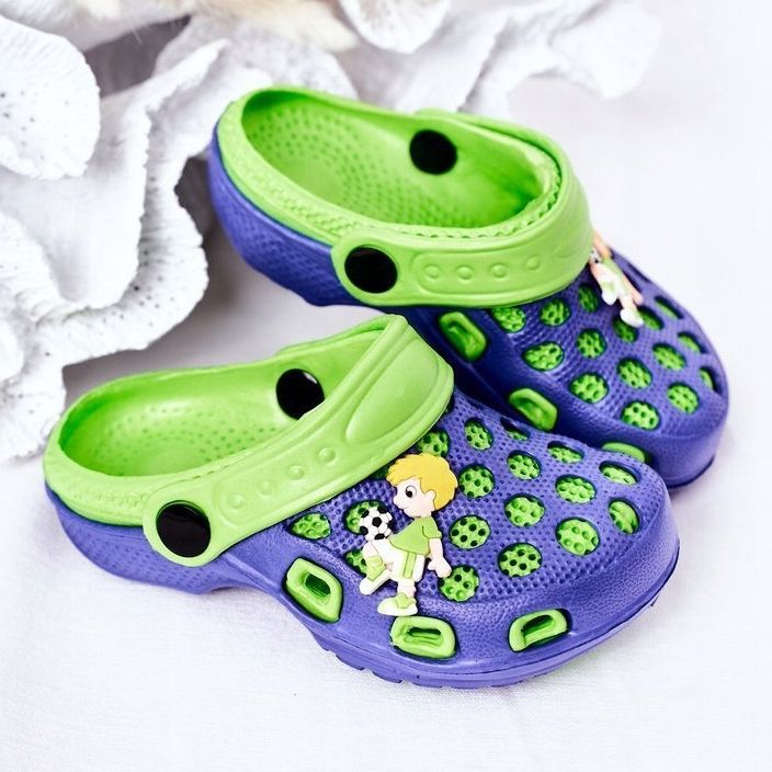 Chaussons Mousse Enfant Crocs Bleu Marine-Vert Jupiter 1