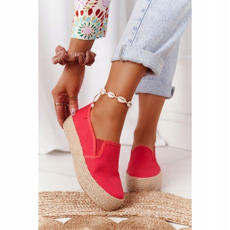 Espadrilles Sur Une Plateforme Tressée Big Star FF274149 Rouge 2 Espadrilles Sur Une Plateforme Tressée Big Star FF274149 Rouge 2