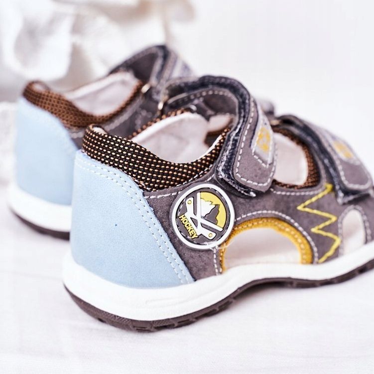 EVE Sandales de football grises pour enfants avec velcro multicolore 1