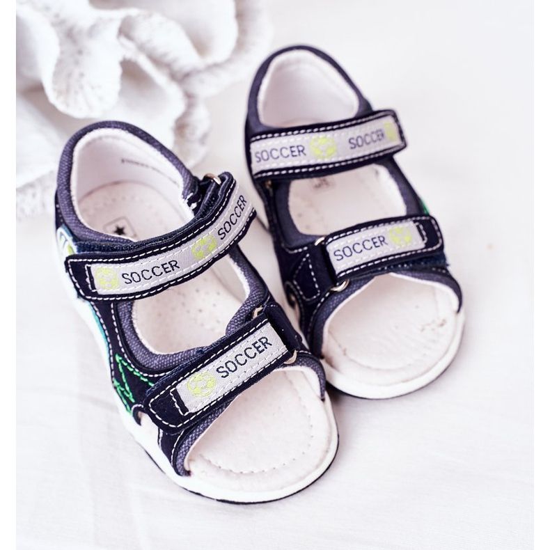 EVE Sandales De Football Enfant Bleu Marine Avec Velcro multicolore 2