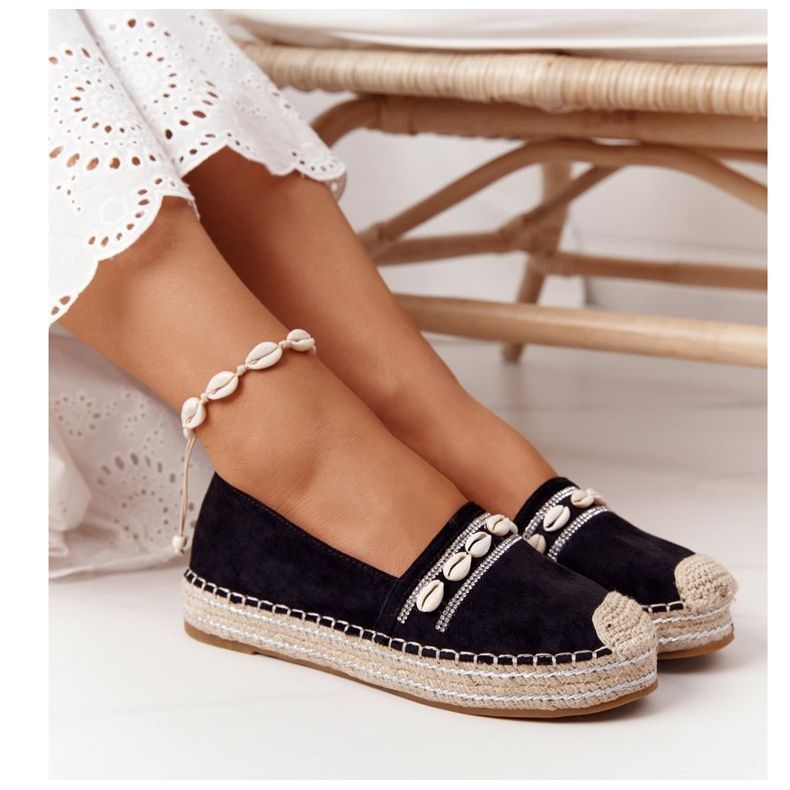 PG1 Espadrilles Sur La Plateforme Avec Coquillage Noir 1