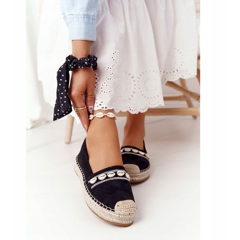 PG1 Espadrilles Sur La Plateforme Avec Coquillage Noir 2