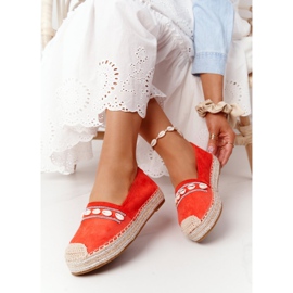 PG1 Espadrilles Sur Plateforme Avec Coquillage Corail rouge orange 2