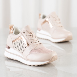 SHELOVET Baskets élégantes à paillettes rose 1