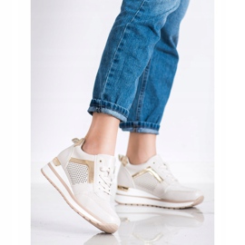 SHELOVET Baskets élégantes à paillettes beige 1