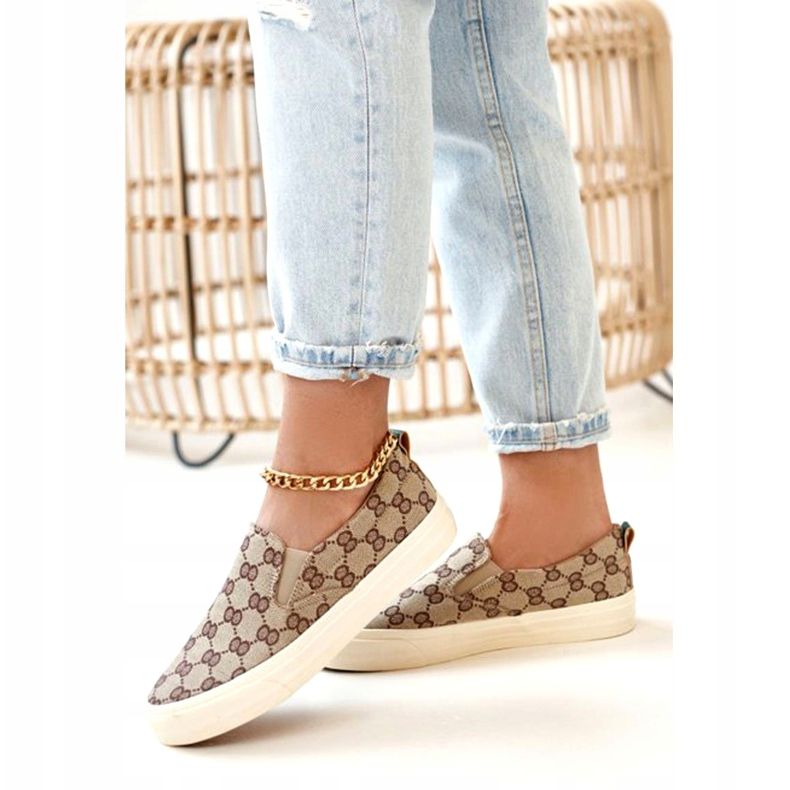 Baskets Logged Femme Slip-On Khaki Challenge beige brun 4