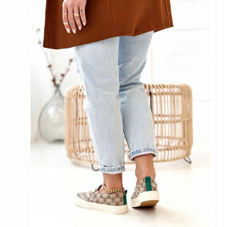 Baskets Logged Femme Slip-On Khaki Challenge beige brun 2