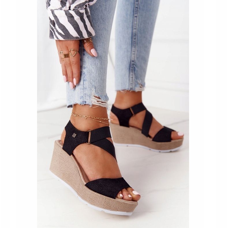 Sandales Compensées En Cuir Big Star FF276016 Noir 1