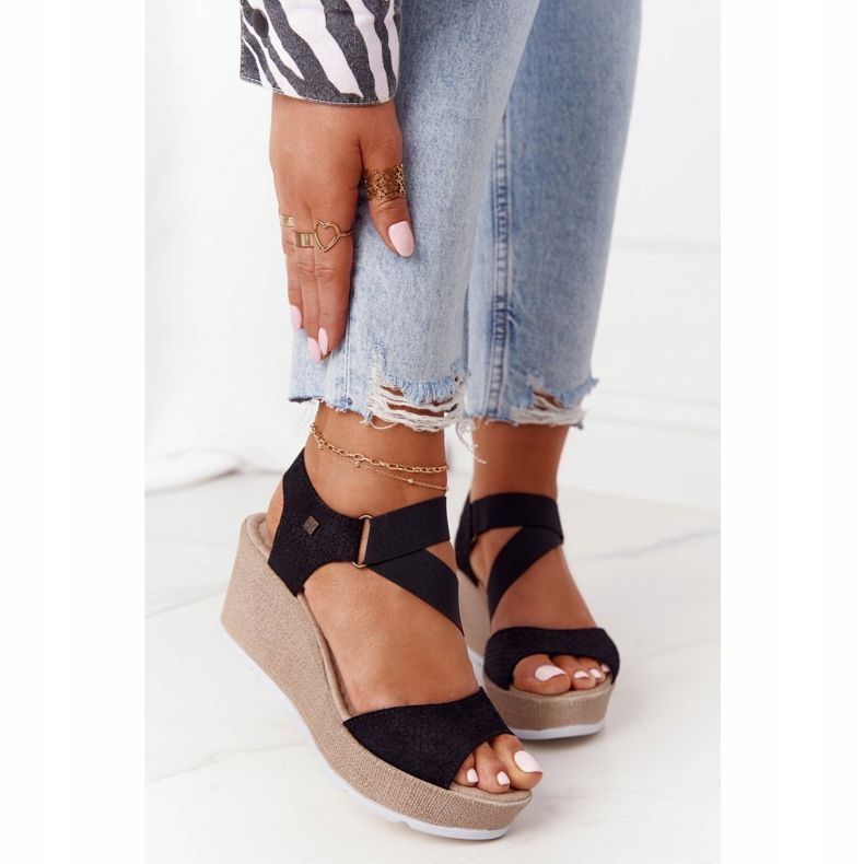 Sandales Compensées En Cuir Big Star FF276016 Noir le noir 2