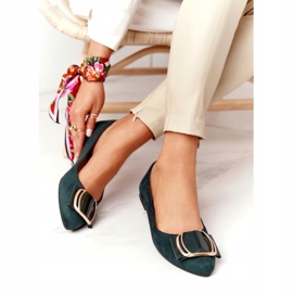 Ballerines en daim avec boucle Sergio Leone BL623 ​​​​Vert d'or 3