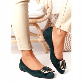 Ballerines en daim avec boucle Sergio Leone BL623 ​​​​Vert doré 2