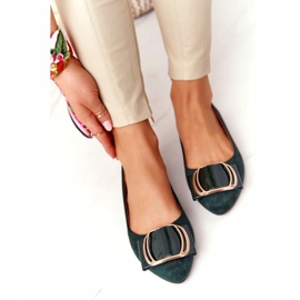 Ballerines en daim avec boucle Sergio Leone BL623 ​​​​Vert d'or 1
