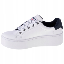 Tommy Hilfiger Iconic Leather Flatform chaussures en EN0EN01113-YBR blanche bleu marin 1