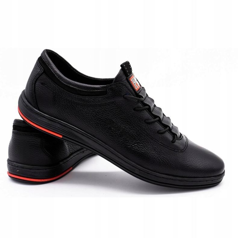 Polbut Chaussures décontractées pour hommes en cuir noir K23 2