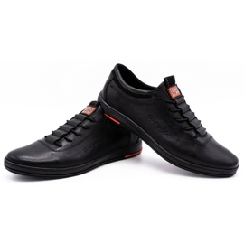 Polbut Chaussures décontractées pour hommes en cuir noir K23 4