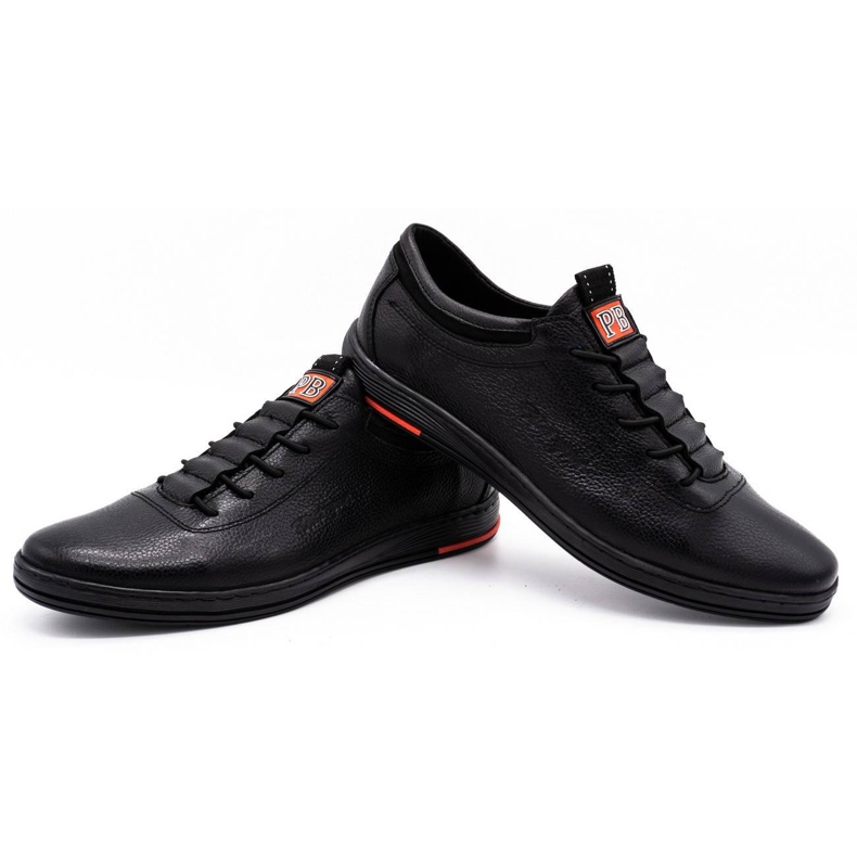 Polbut Chaussures décontractées pour hommes en cuir noir K23 4